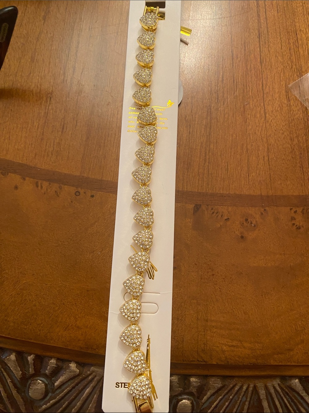 Fashion Jewelry Gold Heart Crystal Link Bracelet